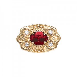 14 Karat Gold Slide with Garnet center and Diamond accents