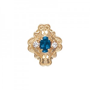 14 Karat Gold Slide with Blue Topaz center and Diamond accents