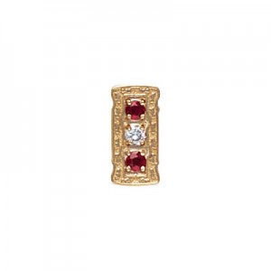 14 Karat Gold Slide with Diamond center and Ruby accents