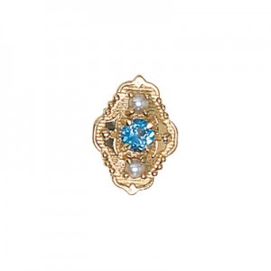 14 Karat Gold Slide with Blue Topaz center and Pearl accents