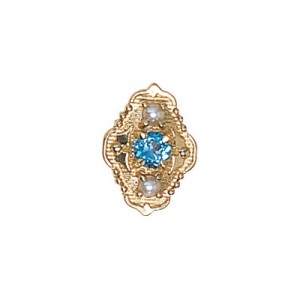 14 Karat Gold Slide with Blue Topaz center and Pearl accents