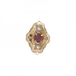 14 Karat Gold Slide with Pink Tourmaline center and Pearl accents