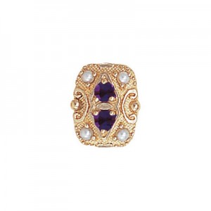 14 Karat Gold Slide with Amethyst center and Pearl accents