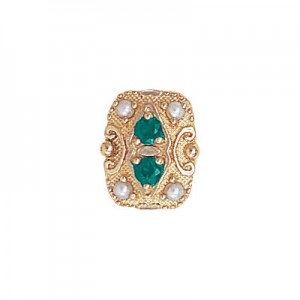 14 Karat Gold Slide with Emerald center and Pearl accents