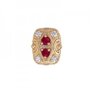 14 Karat Gold Slide with Ruby center and Diamond accents