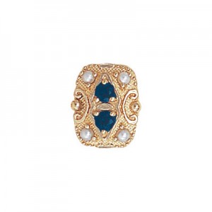 14 Karat Gold Slide with Sapphire center and Pearl accents