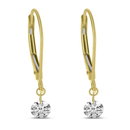 14K Yellow Gold .50 ct Single Dashing Diamonds Leverback Earrings