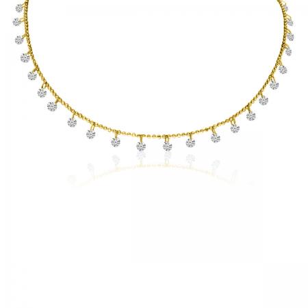 14K Yellow Gold Dashing Diamonds 24 Diamond 1.20 Ct 15 inch Necklace