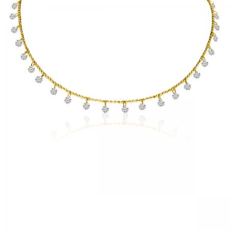 14K Yellow Gold Dashing Diamonds 24 Diamond 1.20 Ct 16 inch Necklace