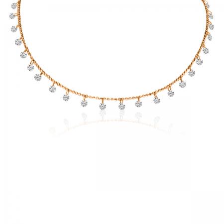 14K Rose Gold Dashing Diamonds 24 Diamond 1.20 Ct 18 inch Necklace