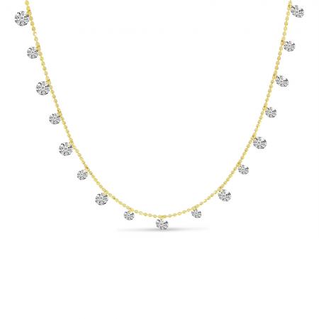 14K Yellow Gold Dashing Diamonds Half Cleopatra 1.99 Ct 17 inch Necklace