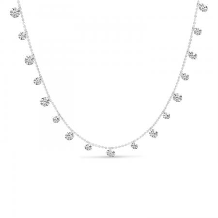 14K White Gold Dashing Diamonds Half Cleopatra 1.99 Ct 18 inch Necklace