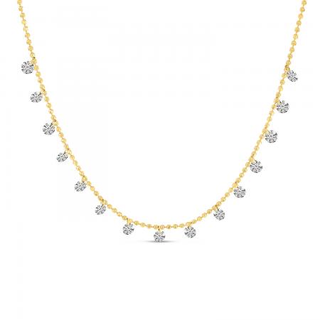 14K Yellow Gold Dashing Diamonds 15 Diamond 0.75 ct 18 inch Necklace