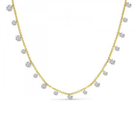 14K Yellow Gold Dashing Diamonds Half Cleopatra 1.99 Ct 18 inch Necklace
