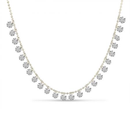 14K White Gold Dashing Diamonds Half Cleopatra 20 inch Necklace