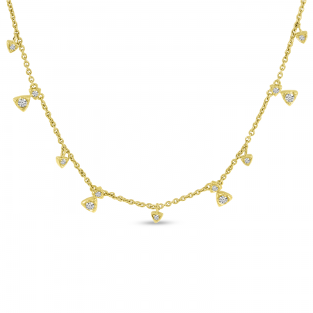 14K Yellow Gold Diamond by the Yard Triangle Necklace
