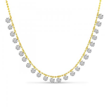 14K Yellow Gold Dashing Diamonds 24 Diamond 1.92 Ct 17 inch Necklace