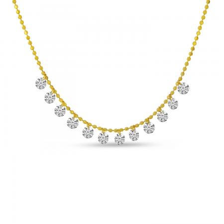 14K Yellow Gold Dashing Diamonds Half Cleopatra Necklace