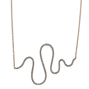 14k Rose Gold Diamond Wave Fashion Necklace