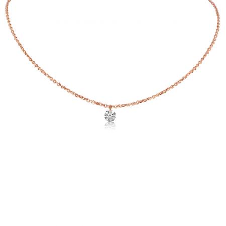 14K Rose Gold Single Pierced Dangling Diamond Dashing Diamond Necklace