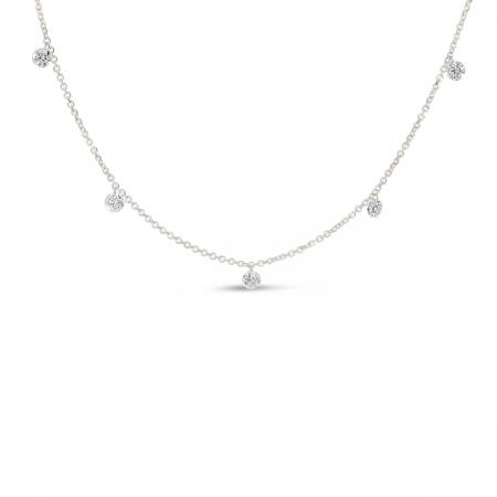 14K White Gold 5 Diamond .50 ct Dashing Diamond 18 inch Cable Chain Necklace