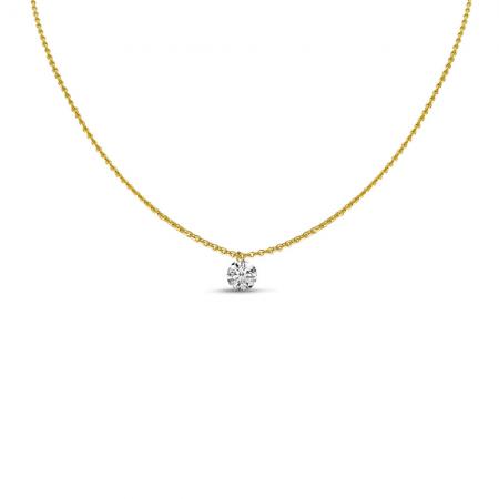 14K Yellow Gold Dashing Diamond Single Diamond 18 inch Cable Necklace