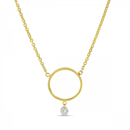 14K Yellow Gold Dashing Diamond Circle Necklace