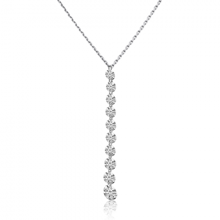 14K White Gold Graduated Dashing Diamond Drop Cable Chain Necklace