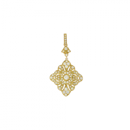 14K Yellow Gold Art Deco Diamond Pendant