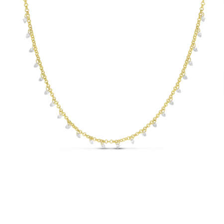 14K Yellow Gold Dashing Diamond 24-Stone Rolo Necklace