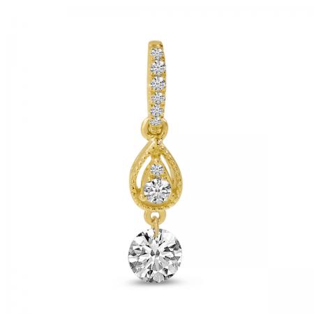 14K Yellow Gold Dashing Diamond Pierced Diamond Teardrop Pendant