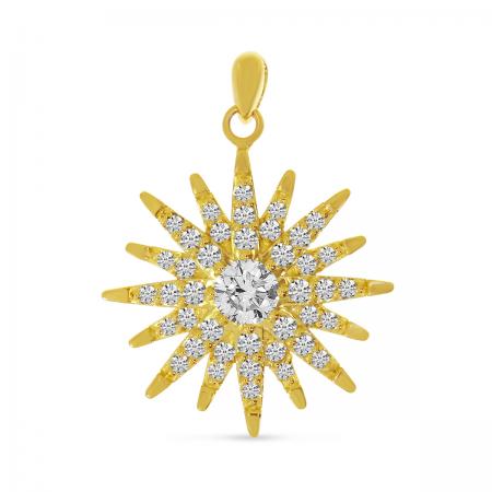 14K Yellow Gold Diamond Starburst Pendant