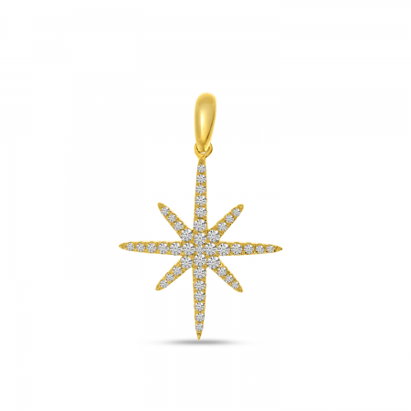 14K Yellow Gold Diamond Starburst Pendant