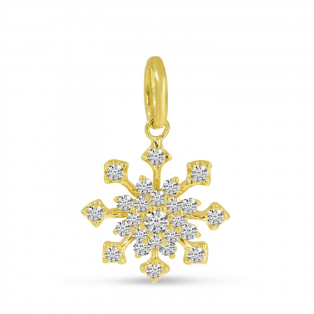 14K Yellow Gold Diamond Snowflake Pendant