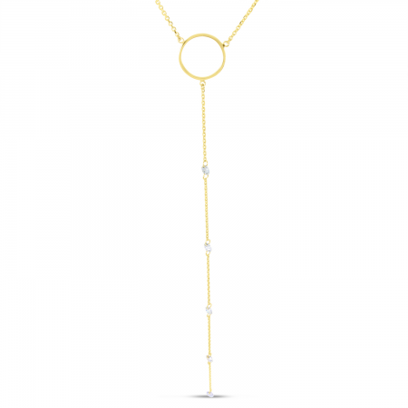 14K Yellow Gold Dashing Diamond Circle Lariat Necklace