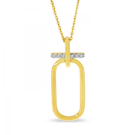 14K Yellow Gold Diamond Wire Paperclip Pendant