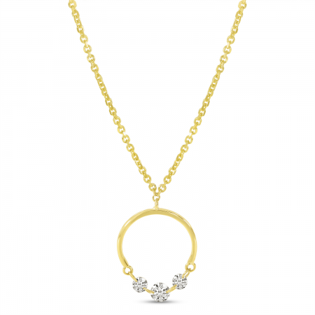 14K Yellow Gold Dashing Diamond Half Circle Necklace