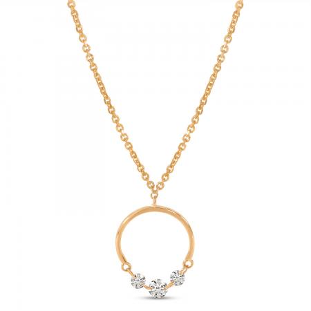 14K Rose Gold Dashing Diamond Half Circle Necklace
