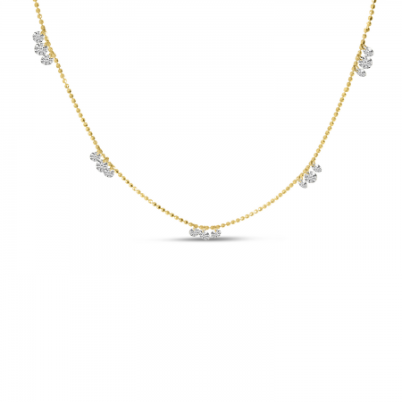 14K Yellow Gold Triple Dashing Diamond Five Station Necklace