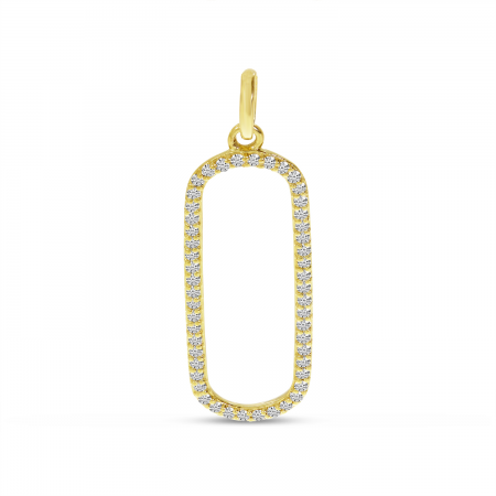 14K Yellow Gold Diamond Paperclip Pendant