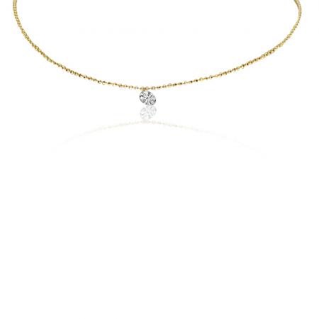 14K Yellow Gold .25 ct Single Dashing Diamond 18 inch Cable Chain Necklace