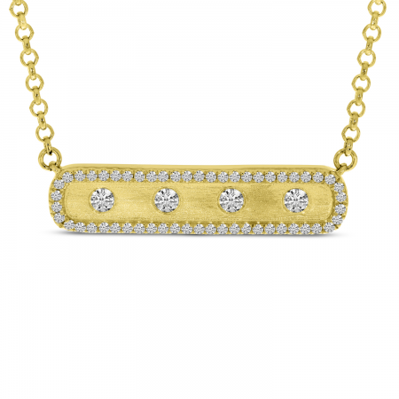 14K Yellow Gold Diamond East 2 West Bar Necklace