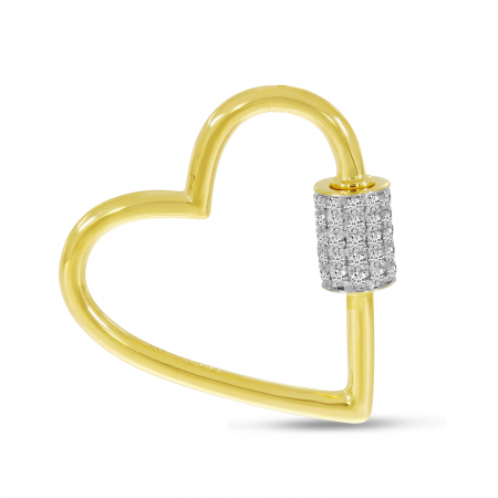 14K Yellow Gold Diamond Heart Lock Pendant