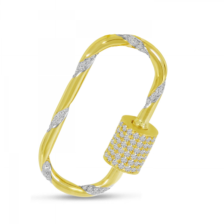 14K Yellow Gold Diamond Swirl Lock Pendant