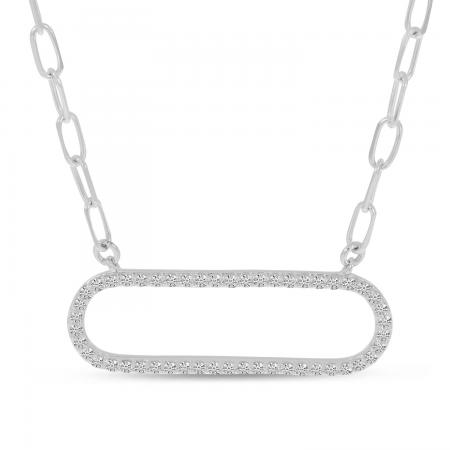 14K White Gold Diamond Paperclip Necklace