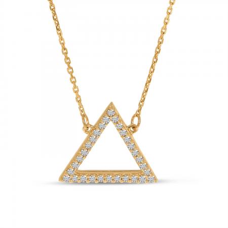 14K Rose Gold Diamond Open Triangle Necklace