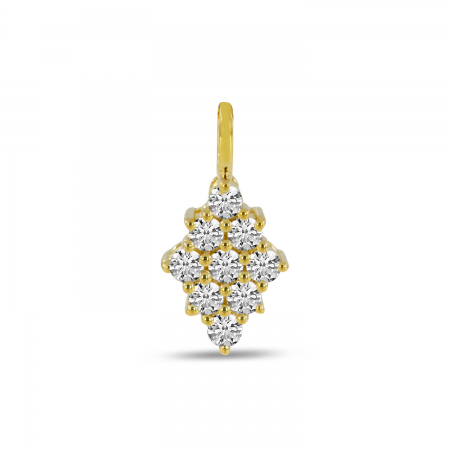 14K Yellow Gold Diamond Shape Clustaire Pendant