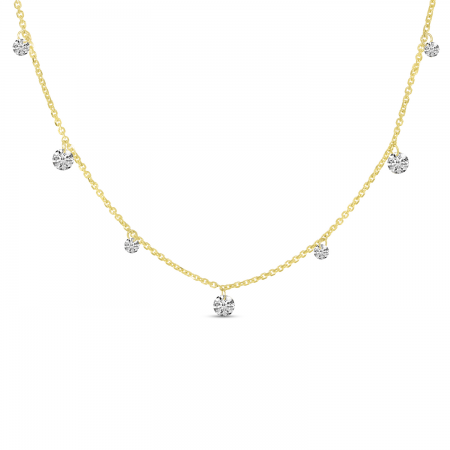 14K Yellow Gold Dashing Diamond 7-Stone Necklace