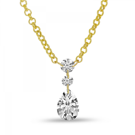 14K Yellow Gold Dashing Diamonds Pear Drop Necklace