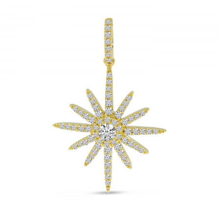 14K Yellow Gold Diamond Starburst Pendant